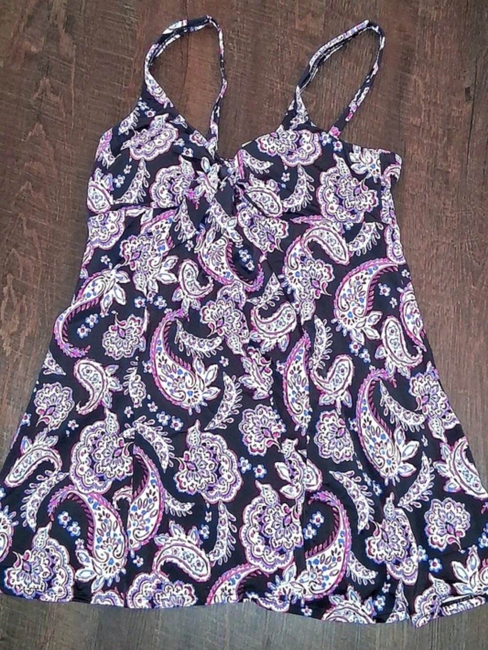 Swim Solutions Paisley Mini Dress Swimsuit in Black & Pink Size 18 NWT
